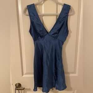 Blue Satin Mini Dress